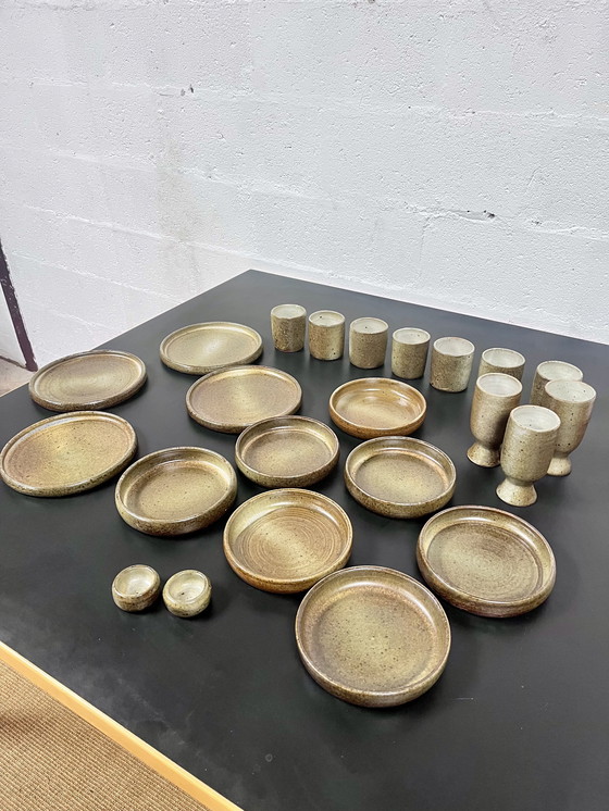 Image 1 of Pyrité steengoed servies, La Borne, 1970
