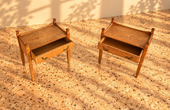 2x Brutalist Oak Nightstands – Metal (photo 7 of 7)