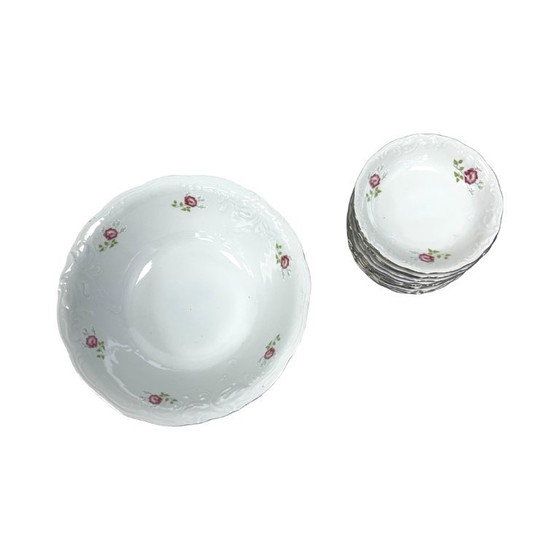 Image 1 of Porcelain set from the Wałbrzych Porcelain Factory - 13 pieces, floral decoration, PRL