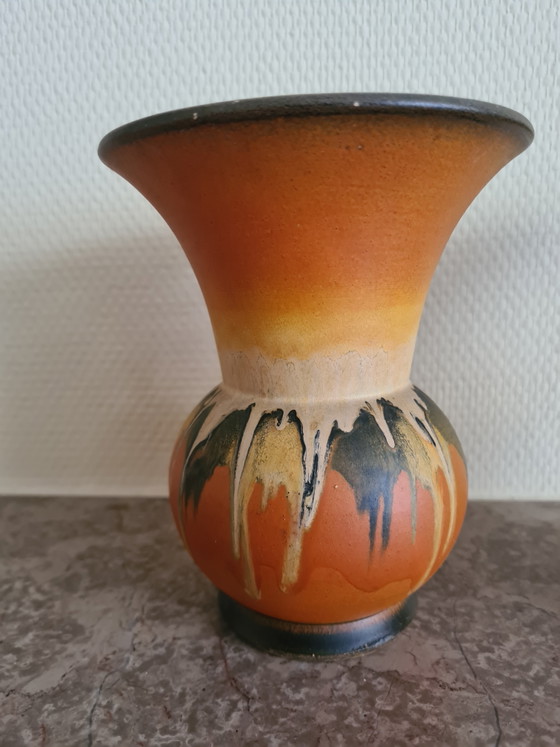 Pair of Art Deco Vases – Céramique Montoise (Antoine Dubois) – Drip Glaze Ceramic c. 1925 (photo 3 of 6)