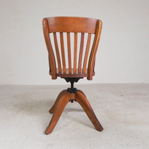 Chaise de bureau en chêne, chaise d'atelier, hauteur réglable, années 1930