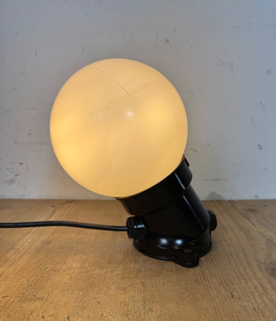 Image 1 of Vintage Brown Bakelite Wall Light with Milk Glass, 1970s