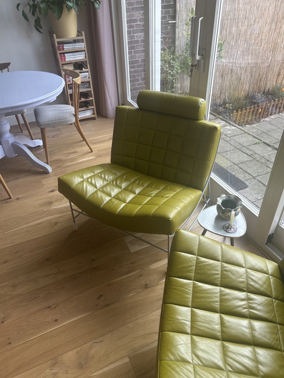 Image 1 of Design Leer Fauteauils Leolux model Volare. Pistache kleur, Frame Epoxy