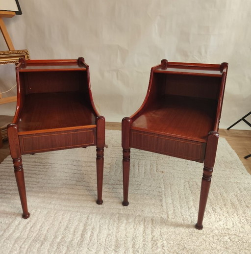 Een paar vintage Scandinavische Deense mahoniehouten nachtkastjes – jaren 1950 – Wood (photo 2 of 5)