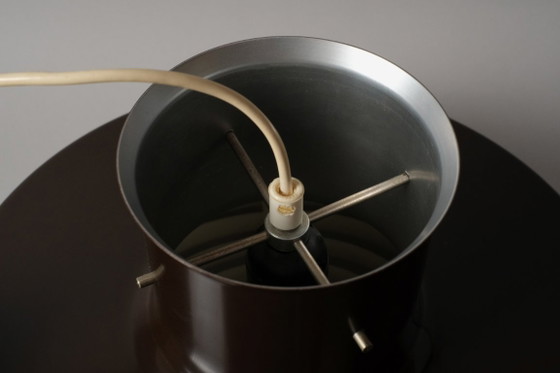 Suspension Vitrika, marron et laiton avec médaillons incrustés, éclairage danois moderne des années 1960. (photo 11 of 12)