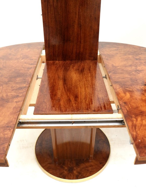 Image 1 of Stylish round vintage design extendable Art Deco Dining Table