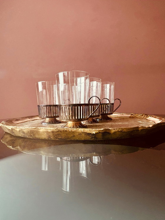 Image 1 of VERRES À CAFÉ/THÉ DOUWE EGBERTS PLAQUÉS ARGENTÉS