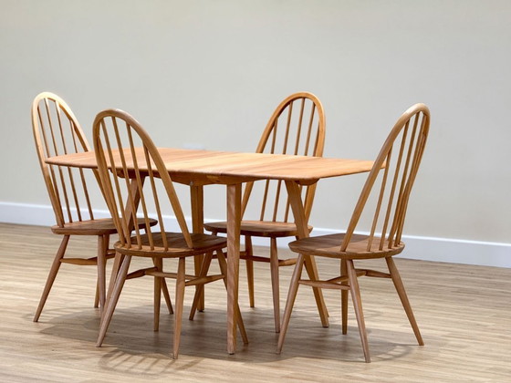 Image 1 of Table pliante Ercol et quatre chaises Quaker par Lucian Ercolani, années 1960