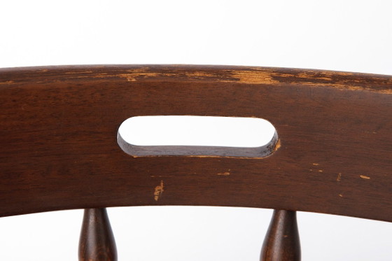 Vintage Western Style Wooden Chair, 1950s–1960s German Rustic Beechwood Dining Chair, Bonanza Style (photo 3 of 12)