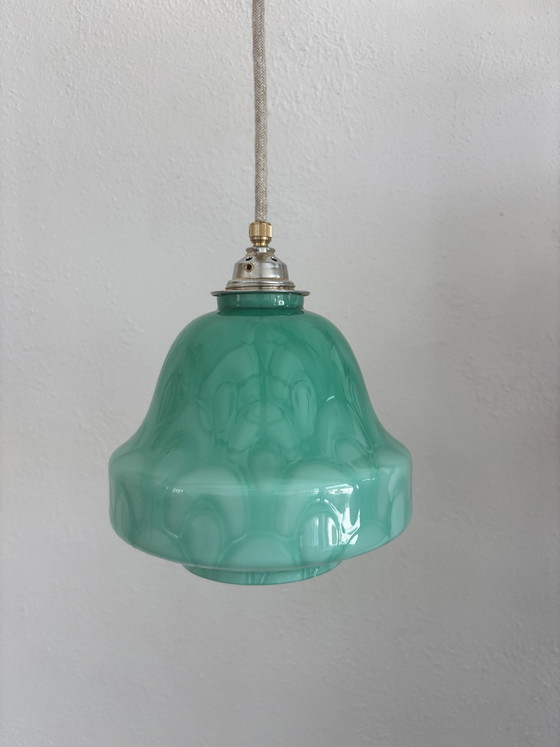 Suspension vintage portugaise en verre turquoise – Glass (photo 4 of 5)