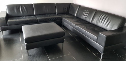 Schillig Hoekbank Met Hocker (Leer) – W. Schillig, hoekbanken, Leather
