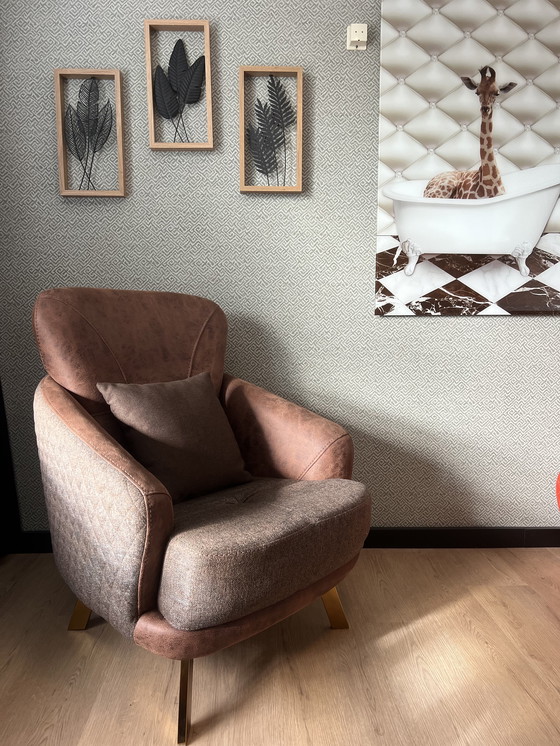 Image 1 of Fauteuil Chesterfield Dareton - Marron - Cuir