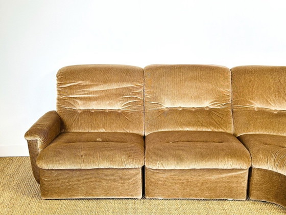 Image 1 of Modular Sofas and Vintage Velvet Armchair, 1960s, Set of 6