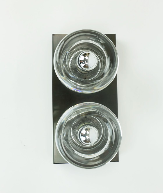 Image 1 of Applique de l'ère spatiale des années 1960-70 par Cosack-Leuchten : 2 abat-jour en verre épais et métal