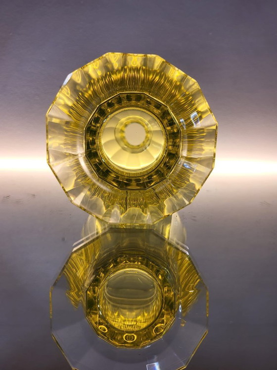 Image 1 of Val Saint Lambert “Montmartre” shaker / karaf met 2 glazen in uraniumglas ca. 1930