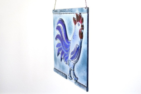 1x Decorazione vintage per finestra in vetro con gallo - Blu - Acchiappasole – Arte in vetro, Glass, Metal (photo 4 of 5)