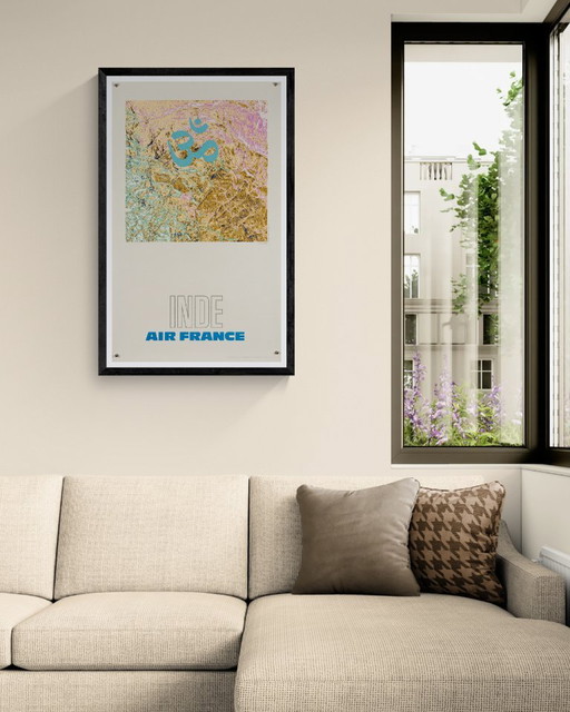 Air France Indien – Originales Vintage-Reiseplakat von Raymond Pagès aus dem Jahr 1971 – Mid-Century Modern – (photo 2 of 8)