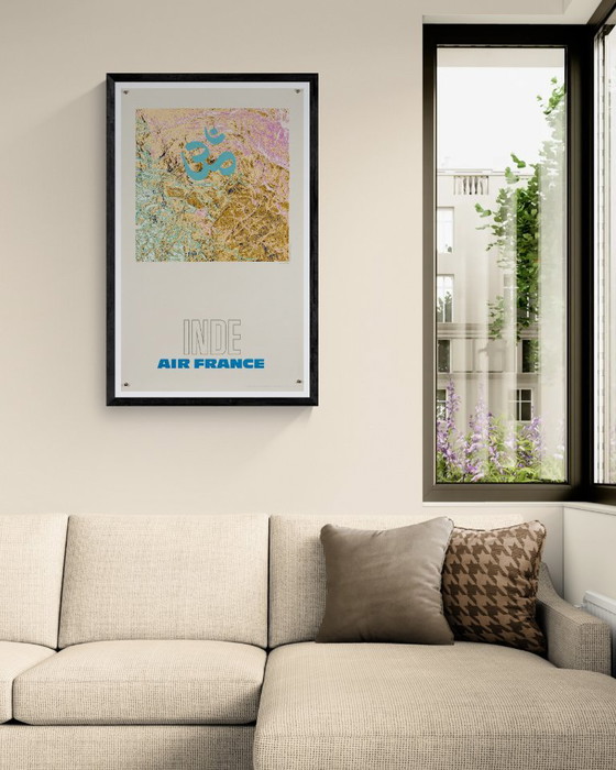 Air France Inde – Affiche de voyage vintage originale de 1971 par Raymond Pagès – Style moderne du milieu du (photo 2 of 8)