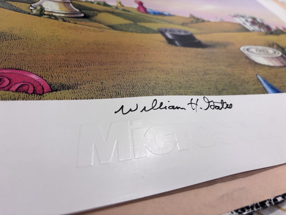 Image 1 of Seltene Microsoft-Firmenlithografie (209/500), handsigniert von Bill Gates (William H. Gates)