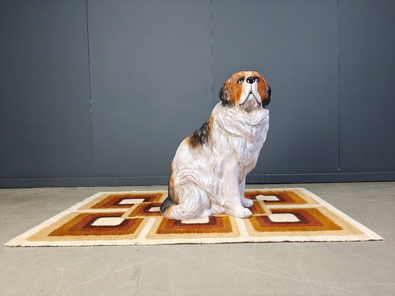 Image 1 of Sculpture de chien Saint-Bernard en terre cuite émaillée vintage grandeur nature, années 1960