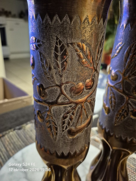 Pair of copper cannon shells from the First World War – Vases, Brass (photo 3 of 8)