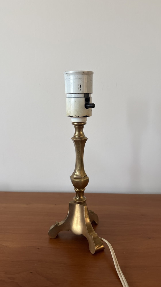 Image 1 of Vintage Danish Brass Candlestick table Lamp Base