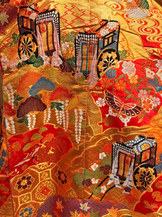 Originele Japanse trouwkimono, Wanddecoratie, Zijde, Meerdere kleuren (foto 5 van 6)