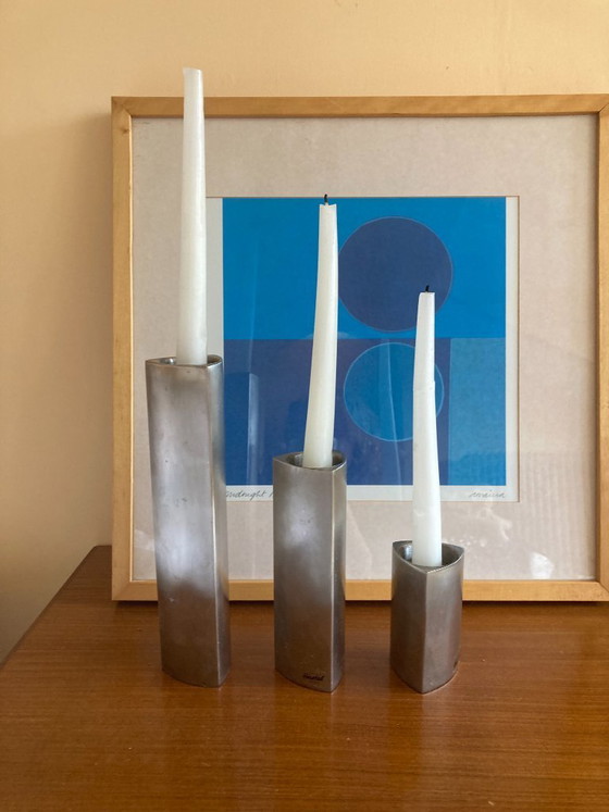 Image 1 of Set of 3 Vintage candlesticks Herstal Denmark