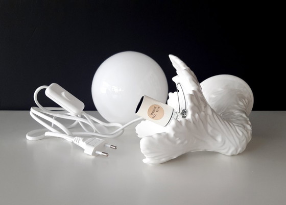 Image 1 of Lampada da parete scultorea in porcellana, foglie in ceramica con lampadina in vetro