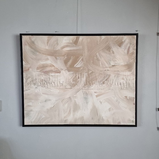 Image 1 of Frances Eckhardt - 80x100 cm hand-painted minimalist art modern abstract painting beige