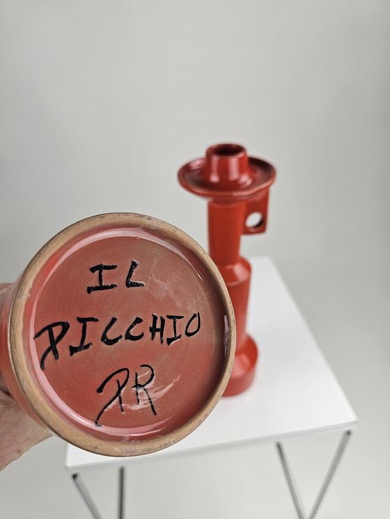 Image 1 of Ensemble de bougeoirs en céramique Enzo Bioli pour Il Picchio Italie 1970