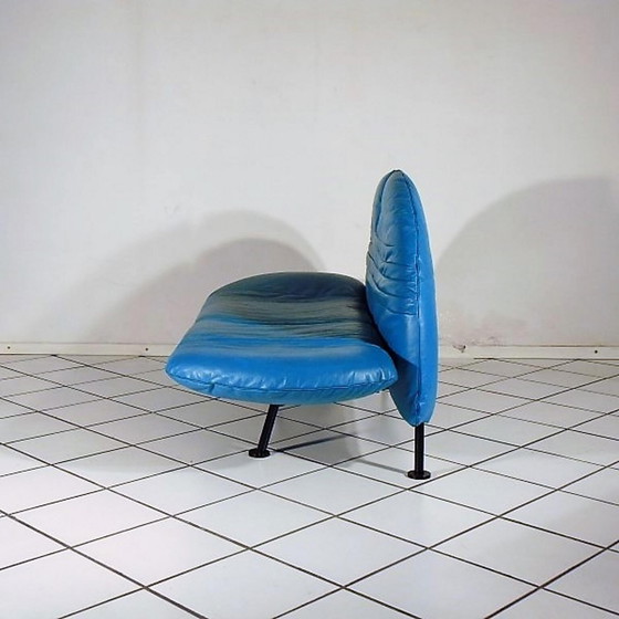 Image 1 of Sofa Loveseat turquoise leer van Walter Leeman voor Sormani, 1980