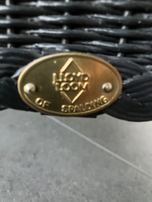 2 poltrone Lloyd Loom nere con cuscino