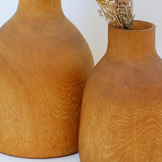 Image 1 of Coppia di vasi decorativi vintage in legno di paulownia