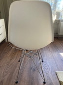 2 white Vitra Eames DSR chairs