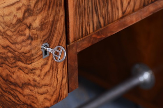 Restored Art Deco Writing Desk, By UP Závody, Walnut, Repolished, Czech, 1930s – Metal, Wood (photo 12 of 19)