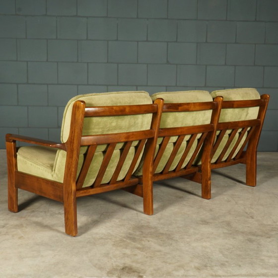 Image 1 of Vintage Deense zithoek/zitgroep – notenhout – jaren 60/70
