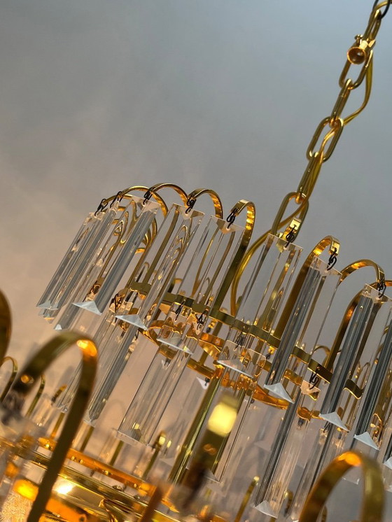 Image 1 of XL size large size hand cut Crystal Chandeliers 1970s Mid - Century Style