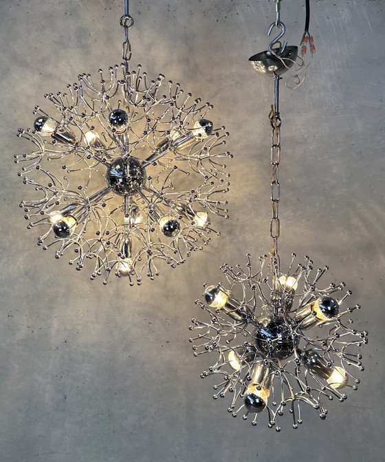 Image 1 of 2x Vintage Sputnik 'Dandelion' Pendant Lamp