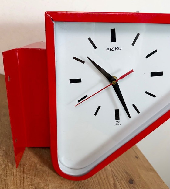 Image 1 of Horloge murale double face Seiko Ships rouge vintage, années 1970