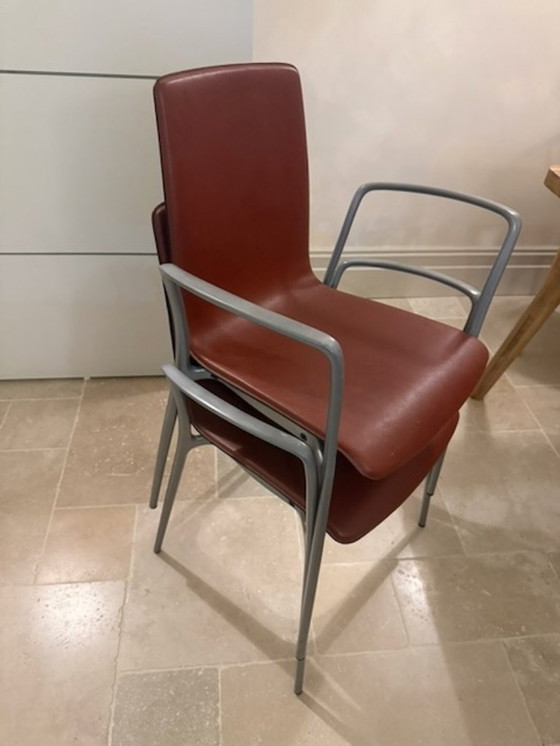 Image 1 of 5x sillas "Gorka Akaba" en cuero marrón de Jorge Pensi 