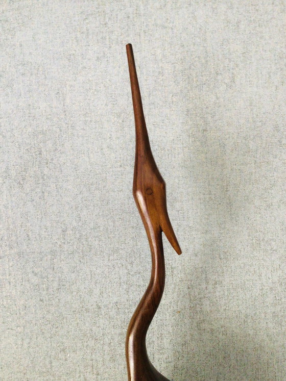 Image 1 of Pájaro de teca de mediados de siglo, altura 70 cm