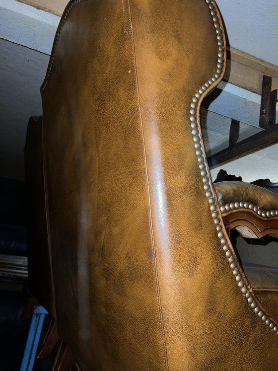 Retro vintage chesterfield – Chairs and lounge chairs, Leather, Wood (photo 5 of 5)
