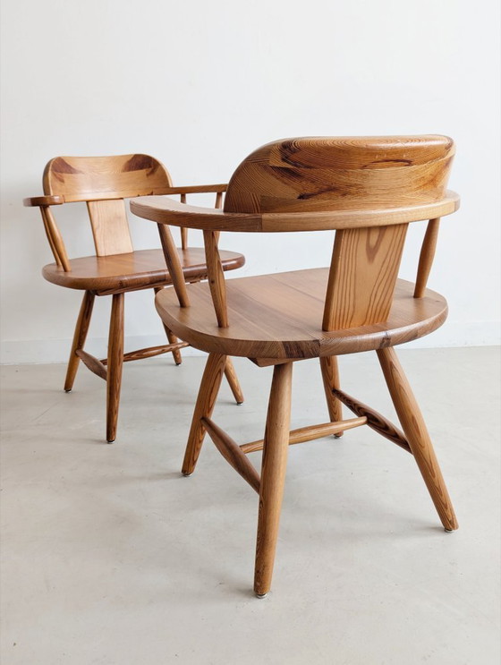 Image 1 of Satz von 6 Esstischstühlen aus Kiefernholz von Asko Finnland 1970s