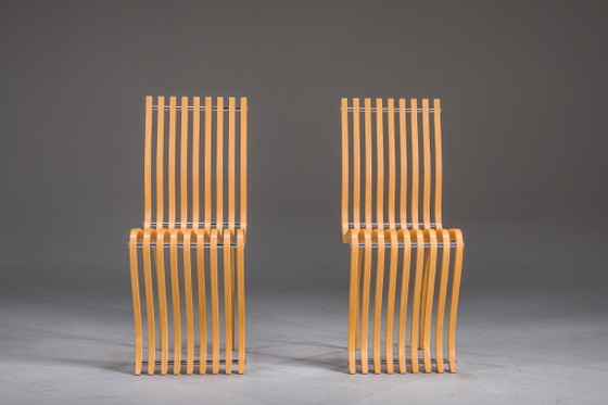 Image 1 of Schizzo-stoelen in beuken- en chroomkleur, ontworpen door Ron Arad voor Vitra, Duitsland, jaren 80, set van 2.