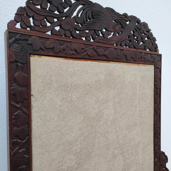 Image 1 of Paravent de cheminée ancien asiatique en bois, paravent décoratif