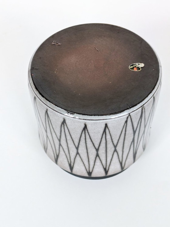 Image 1 of Pot de fleurs en céramique d'atelier ouest-allemand — Sgraffito géométrique, Cologne