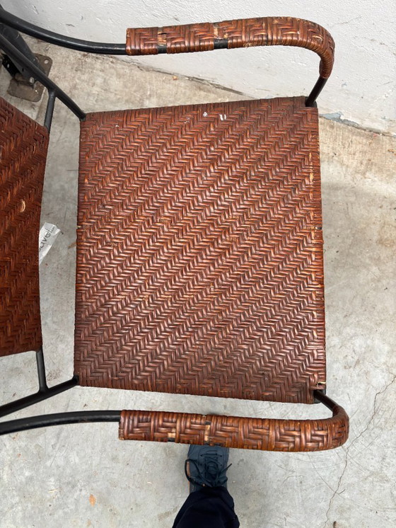 Image 1 of Vintage Woven Rattan & Metal Chair – Mid-Century Style