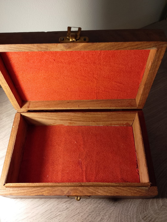 Image 1 of Handcrafted Indian sheesman wood jewelry storage box with brass elephants