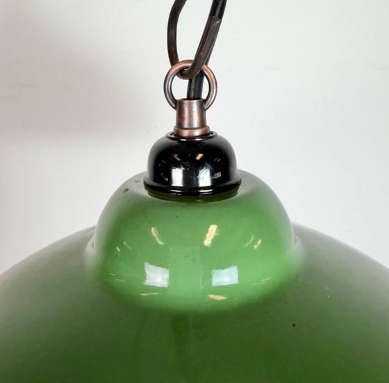 Image 1 of Industrial Green Enamel Factory Pendant Lamp, 1960s